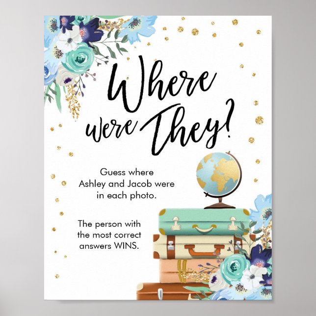 Where Were They Travel Bridal Shower Sign Game (Front)