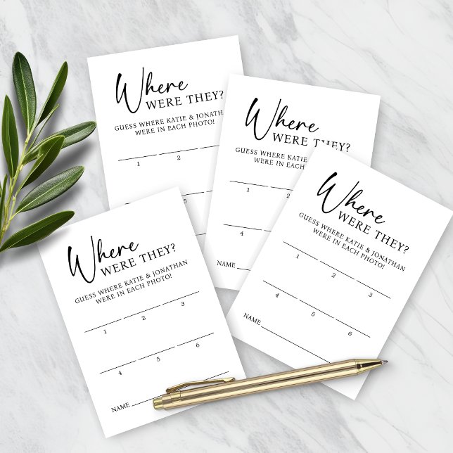 Where Were They Wedding Engagement Guess Card (Where Were They Wedding Engagement Guess Cards)