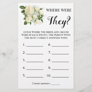Where were They? White Rose Game Card