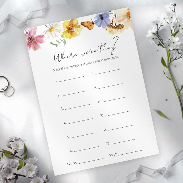 Where Were They Wildflower Bridal Shower Game Card (Creator Uploaded)
