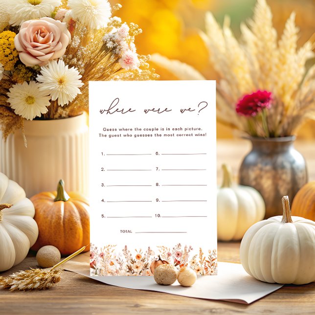 Where Were We Boho Fall Pumpkin Bridal Shower Game (Creator Uploaded)