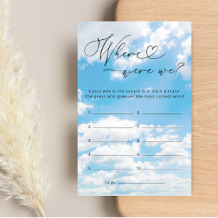 Where Were We Cloud 9 Bridal Shower Game