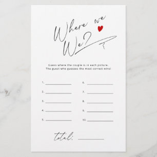 Where were we Simple script bridal shower game