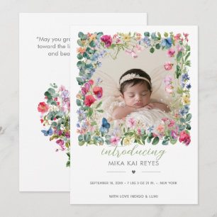 Where Wildflowers Grow Welcome Baby Invitation