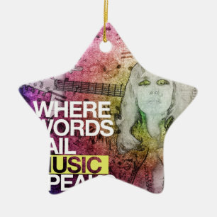 Where Words Fail Music Speaks Ceramic Tree Decoration