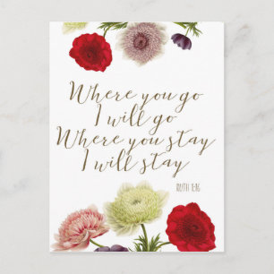 Where you go i will go scripture quote postcard