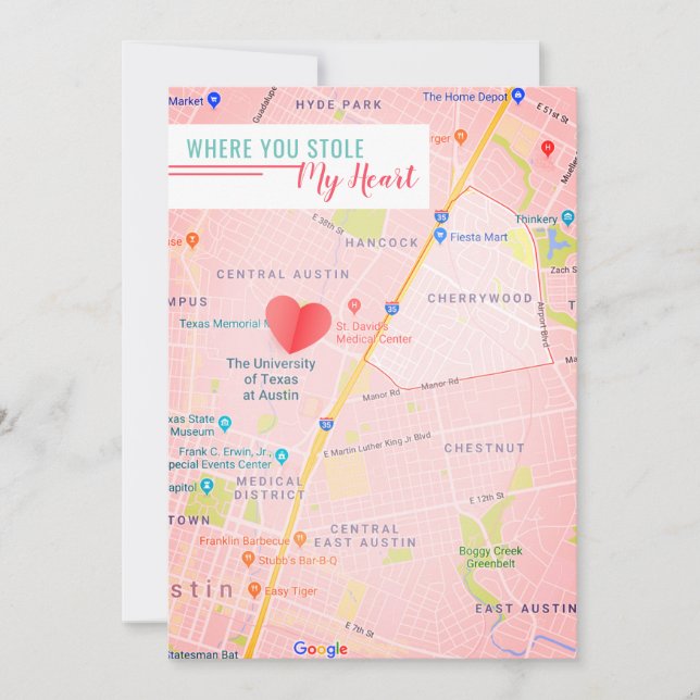 Where you stole my heart I Valentine personalised Card (Front)