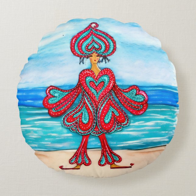 Where your Heart on your sleeve! Round Cushion (Front)