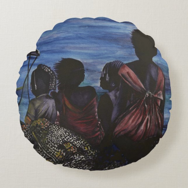 Where's Daddy? Harbour Island, Bahamas Round Cushion (Front)