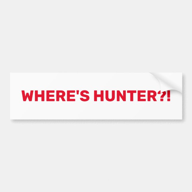 Where's Hunter printed on Bumper Sticker (Front)