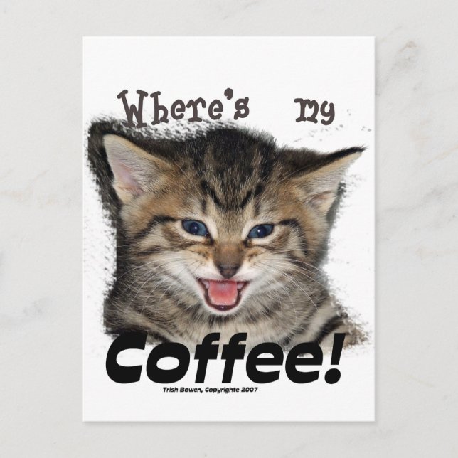 Where's my Coffee Cat Postcard (Front)