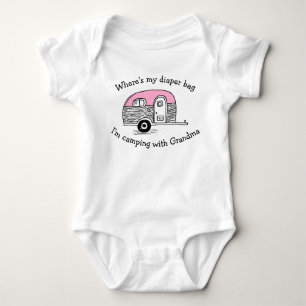 WHERES MY DIAPER BAG IM CAMPING WITH GRANDMA BABY BODYSUIT