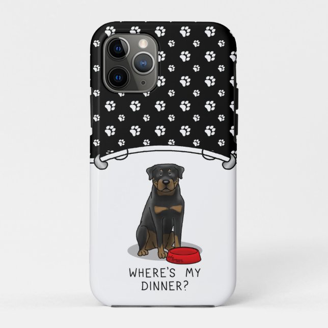 Where's My Dinner? Rottweiler with Red Dog Dish Case-Mate iPhone Case (Back)