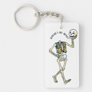 Where's My Mind Funny Halloween Skeleton Acrylic K Key Ring