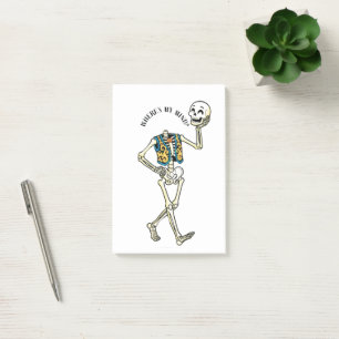 Where's My Mind Funny Halloween Skeleton Post-it N Notes