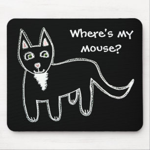 Where's my mouse? Black Cat Mouse Mat