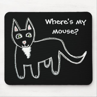 Where's my mouse? Black Cat Mouse Mat