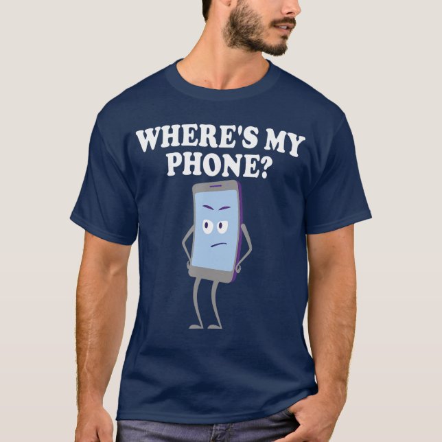 Wheres My Phoneech Humor Cartoon Design retro T-Shirt (Front)