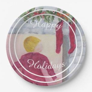Where's Santa Happy Holiday Party Paper Plate