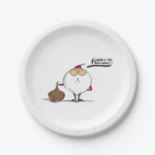 Where's the delivery Christmas Santa Paper Plate
