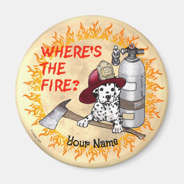 Wheres the Fire Firefighter magnet (Front)