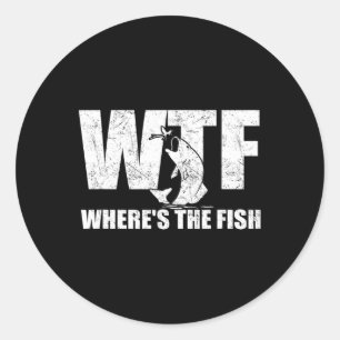 Where's The Fish Mens Funny Fishing Gifts Fathers Classic Round Sticker