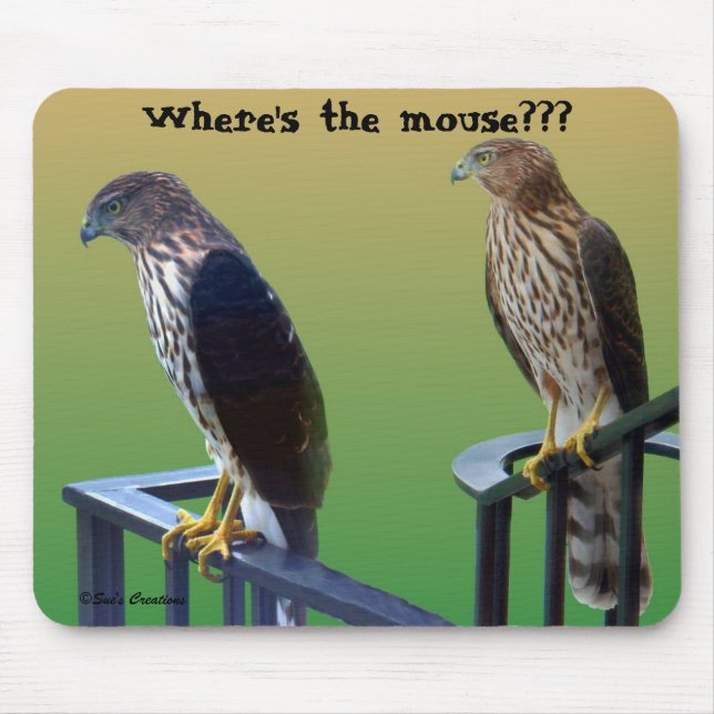 "Where's the mouse???" Hawks Mouse Mat (Front)