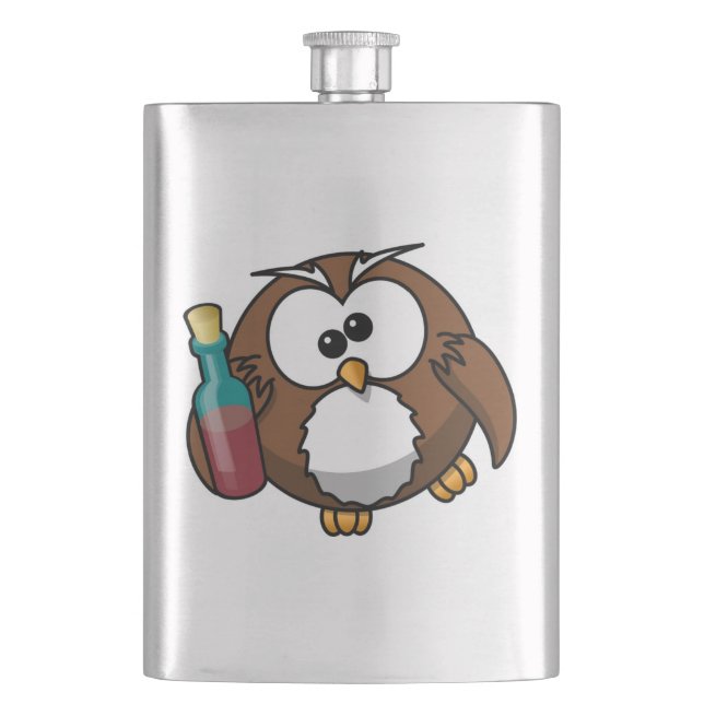 "WHERE'S THE PARTY?" DRUNK OWL HIP FLASK (Front)