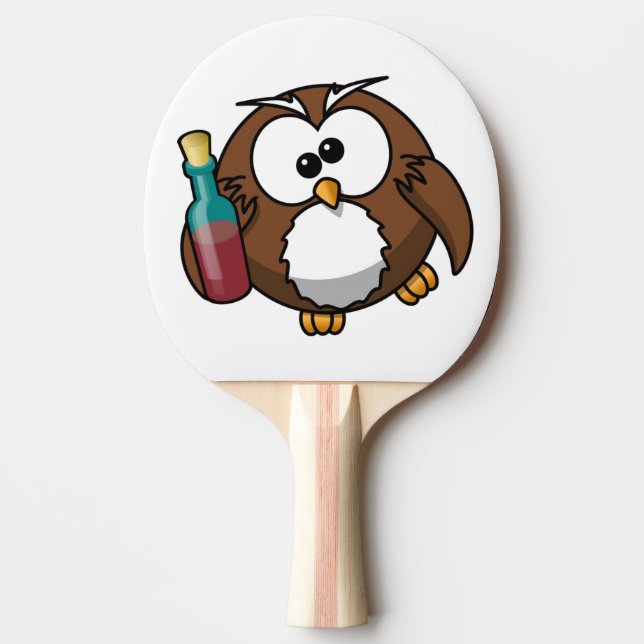 "WHERE'S THE PARTY?" DRUNK OWL PING PONG PADDLE (Front)