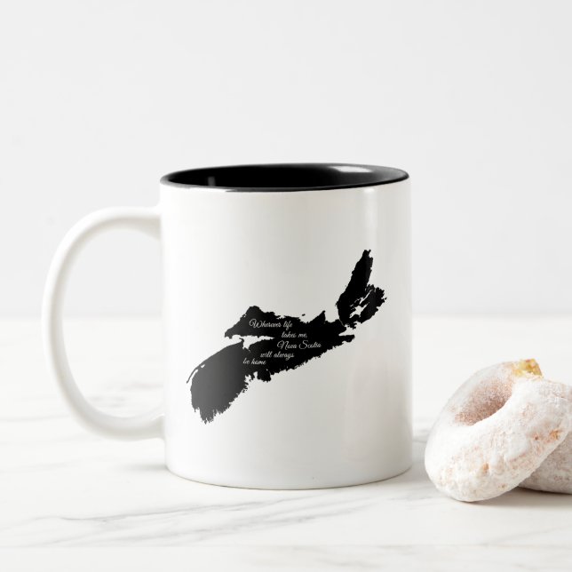 Wherever life - Nova Scotia will always be home Two-Tone Coffee Mug (With Donut)