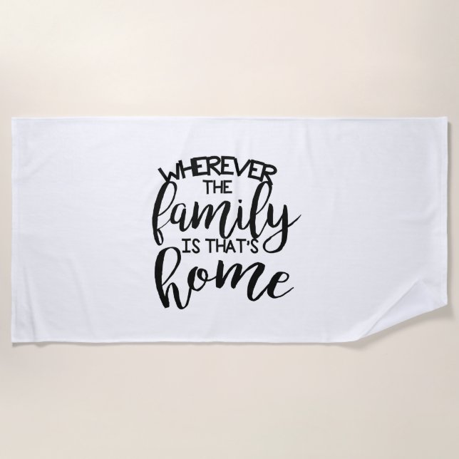 Wherever the family | Monogram Personalised Beach Towel (Front)