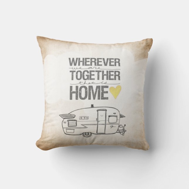 Wherever We Are Together series- Shasta Trailer Cushion (Front)