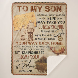 Wherever Your Journey In Life - Deer Dad To Son Sherpa Blanket