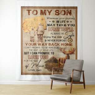Wherever Your Journey In Life - Deer Dad To Son  Tapestry