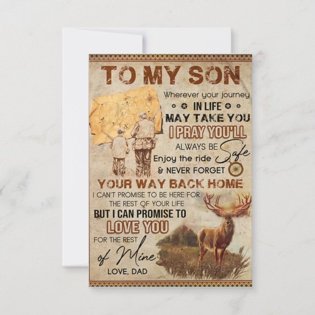 Wherever Your Journey In Life - Deer Dad To Son  Thank You Card (Front)