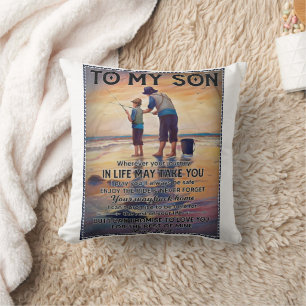 Wherever Your Journey In Life-Fishing Dad To Son  Cushion