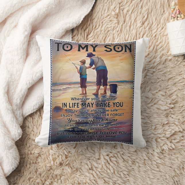 Wherever Your Journey In Life-Fishing Dad To Son  Cushion (Blanket)