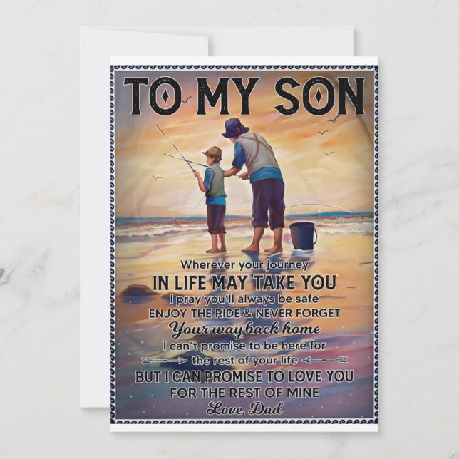 Wherever Your Journey In Life-Fishing Dad To Son  Holiday Card (Front)