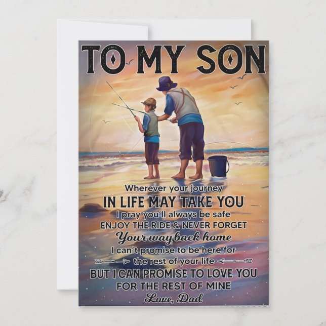Wherever Your Journey In Life-Fishing Dad To Son  Holiday Card (Front)