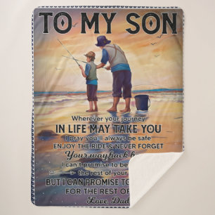 Wherever Your Journey In Life-Fishing Dad To Son Sherpa Blanket