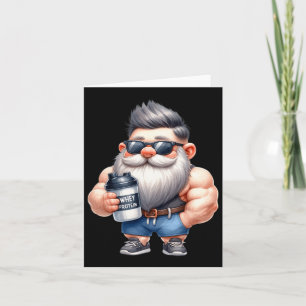 Whey Protein Gnome Dad Funny Bodybuilder Graphic F Card