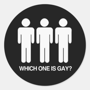 WHICH ONE IS GAY - WHITE -.png Classic Round Sticker