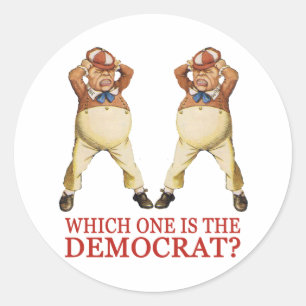 WHICH ONE IS THE DEMOCRAT -  TWEEDLE DEE OR DUM? CLASSIC ROUND STICKER