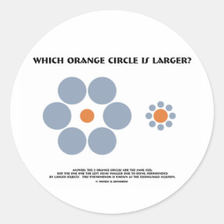 Which Orange Circle Is Larger? (Optical Illusion) Classic Round Sticker