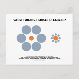 Which Orange Circle Is Larger? (Optical Illusion) Postcard