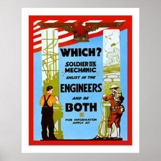 Which? Soldier or Mechanic ~ Vintage World War 1 Poster