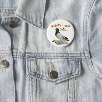 Which Way is Home? Pigeon Art 6 Cm Round Badge