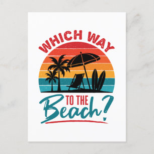Which Way to the Beach Cute Summer Beach Lover Postcard