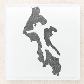 Whidbey Island Island County Map Design Glass Coaster