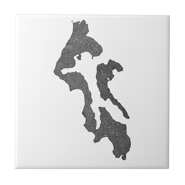 Whidbey Island Island County Map Design Tile (Front)